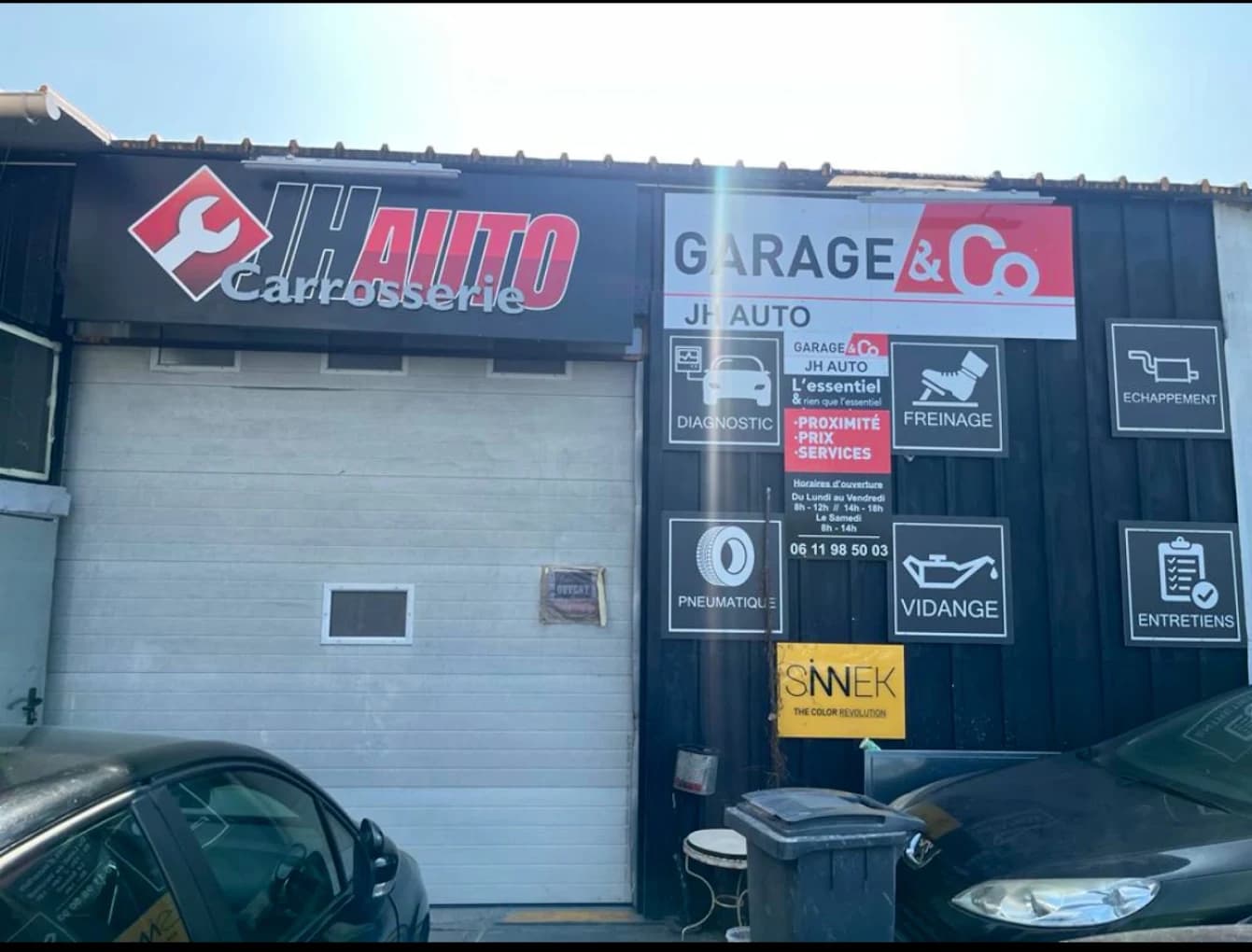 La devanture de l'atelier JH Auto, 41 Route de Paris a Boissise-le-Roi